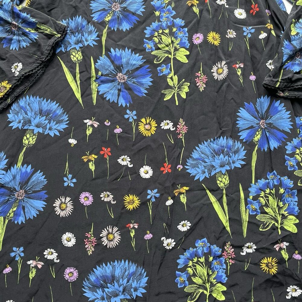 Anthropologie MAEVE Lucinda Tunic Dress Womens M Multi Floral Silk Tie Back Boho - Picture 8 of 14